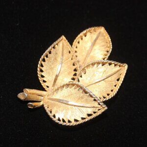 Vintage B.S.K. Gold Tone Leaf Brooch